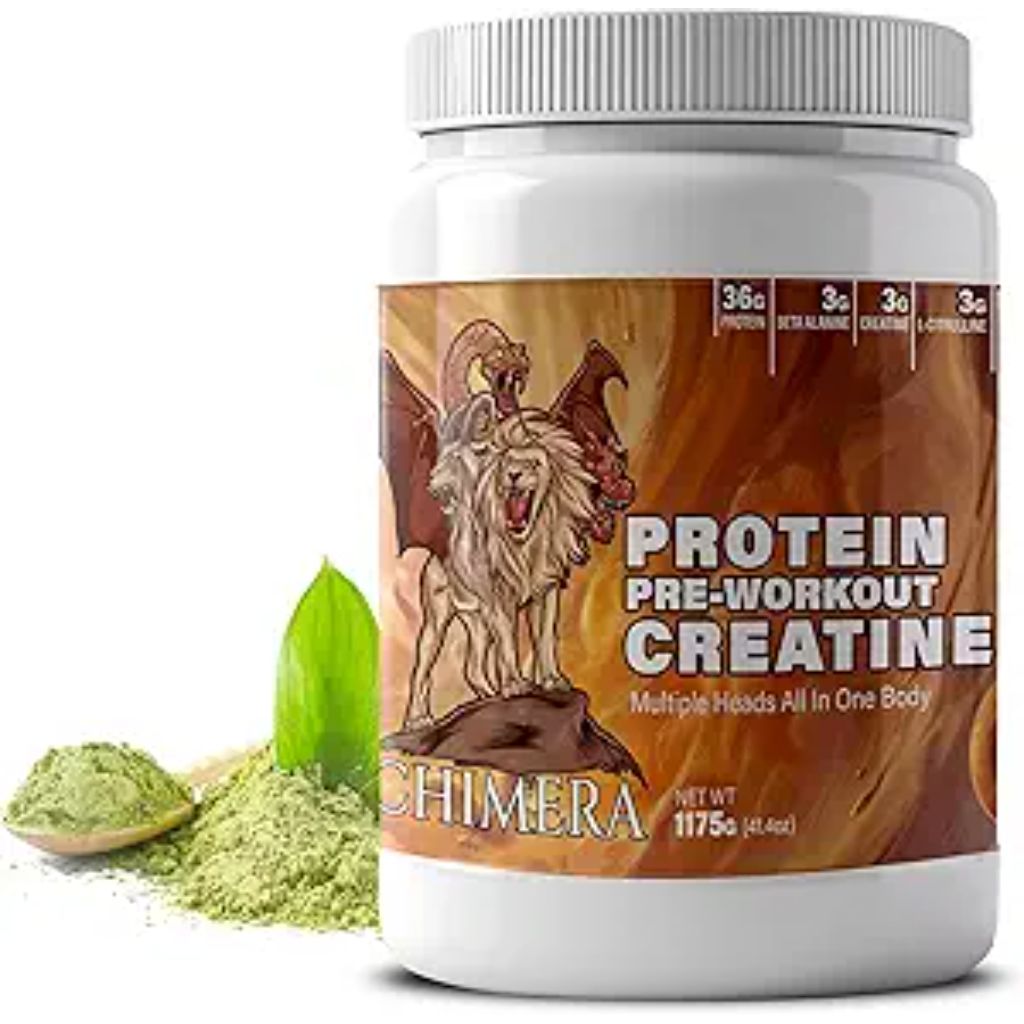 CHIMERA All-in-One Protein & Pre-Workout Powder - 36g Protein, 3g Creatine, Non-GMO, Sugar-Free, Low Sodium, Natural Caffeine from Matcha, No Artificial Flavors