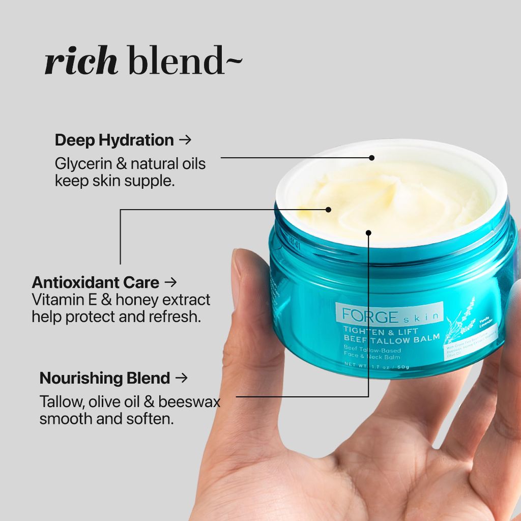 Forge Skin® Tighten & Lift Balm for Women [TALLOW-BASED] - Beef Tallow & Honey Extract Face Moisturizer -(1.7 OZ)