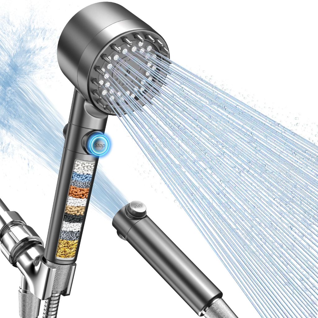 FEELSO Filtered Shower Head with Handheld, High Pressure 4 Spray Showerhead