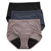 Hanes Women's Comfort Period Protection Briefs - Beige/Gray/Black, Size XL (3 Pair)