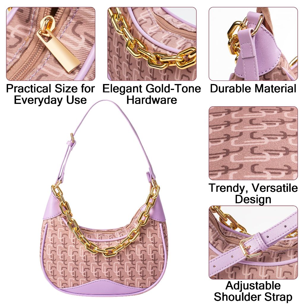ToteVibe Crescent Bag for Women, Stylish Crossbody Hobo Purse & Side Sling Bag with Chain Strap