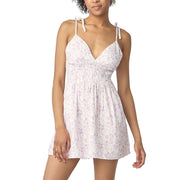 Florence by mills Women's Smocked Waist Dress Dark Lavender/White Ground, SZ M