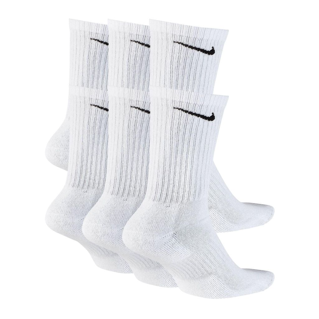 NIKE Unisex Performance Cushion Crew Socks with Bag (6 Pairs), White/Black, Medium