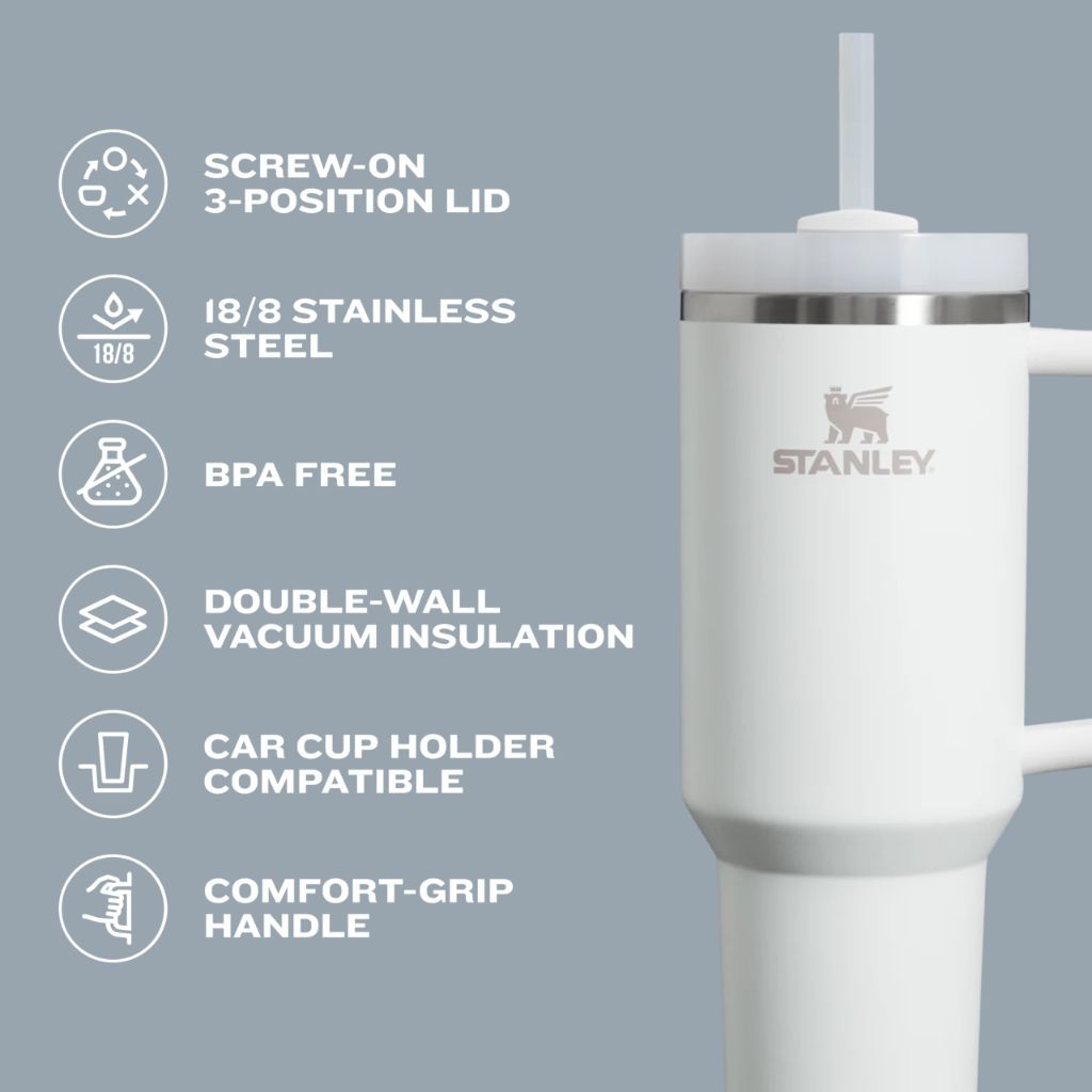 STANLEY Quencher H2.0 Tumbler with Handle and Straw, 30 oz, Pomelo