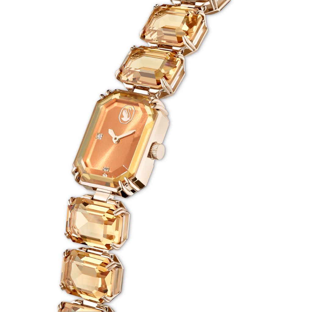 Swarovski Millenia Watch, Octagon Cut Crystal Bracelet Band, Brown, Champagne Gold-Tone Finish
