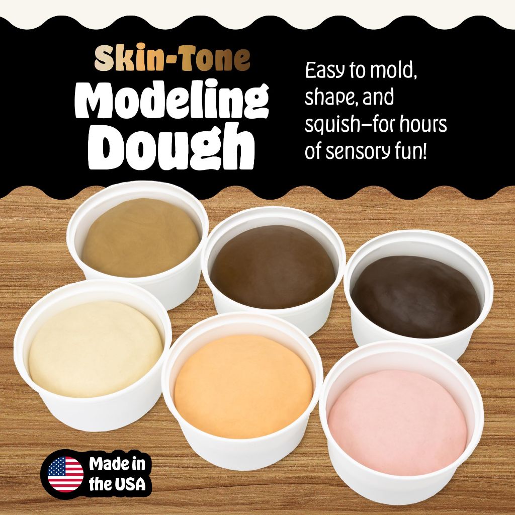 Hygloss Play Modeling Dough for Kids – Multicultural Skin Tones –  (1 lb, Kraft)