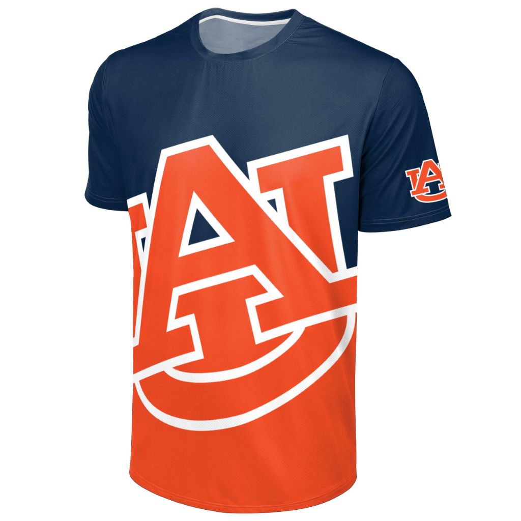 FOCO Auburn Tigers NCAA Mens Cropped Big Logo Colorblock Rash Guard - M
