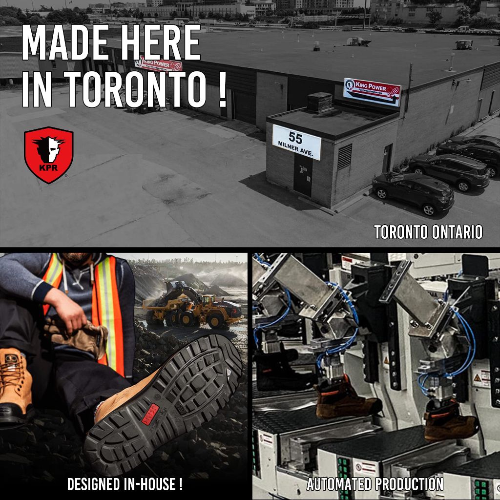 KPR Steel Toe Work Boots for Men, Black - size 6.5