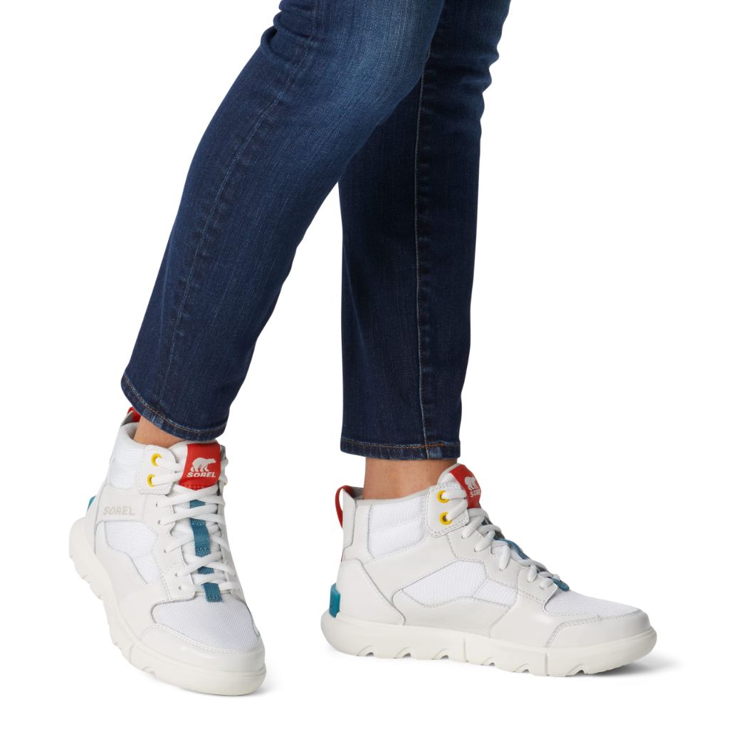 SZ 10, Sorel Women's Explorer II Sneaker Mid Waterproof Shoe - White, Moonstone