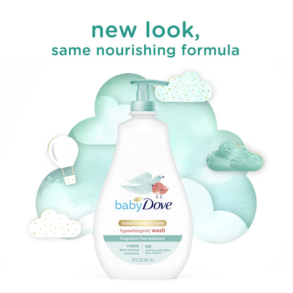 Baby Dove Sensitive Skin Care Baby Wash, Washes Away Bacteria - 20oz