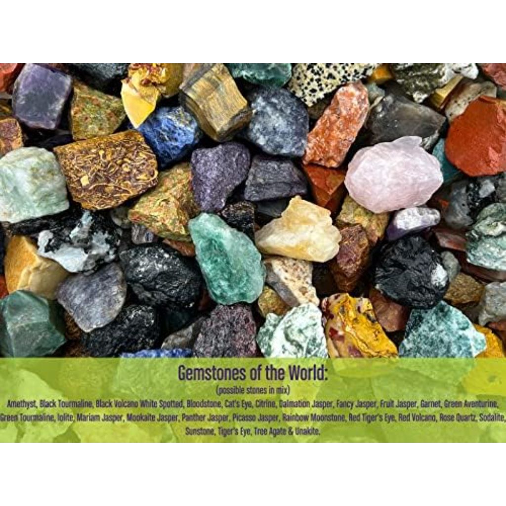 WireJewelry Gemstones of The World Tumbler Refill Kit - 3 Lbs. of Handpicked Rock, 2 Batches of 4 Step Abrasive Grit and Polish with Plastic Pellets