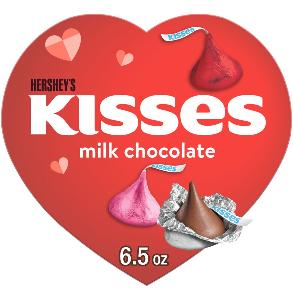 HERSHEY'S KISSES Milk Chocolate, Valentine's Candy Gift Box, 6.5 oz