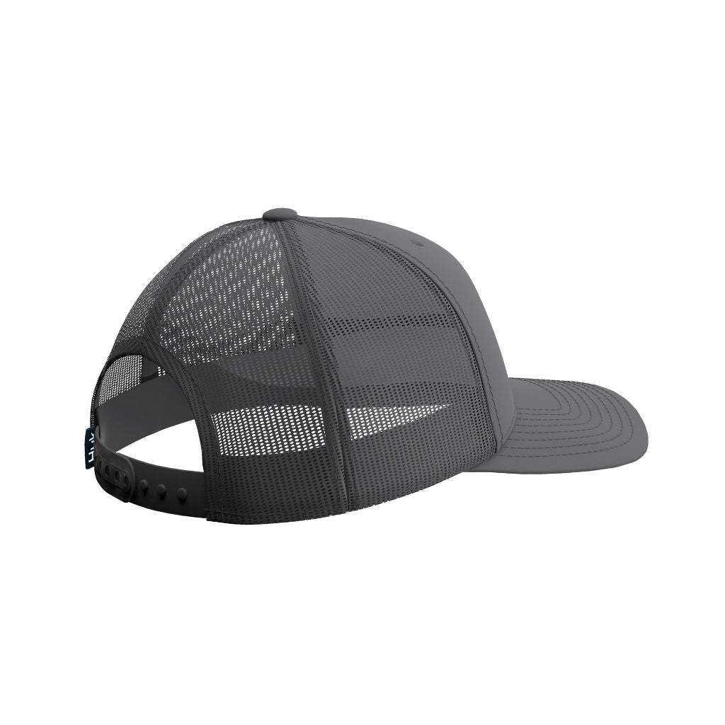 HUK Mens Trucker Hat, Anti-Glare Snapback Fishing Hat for Men, Filled Barb - Volcanic Ash, One Size