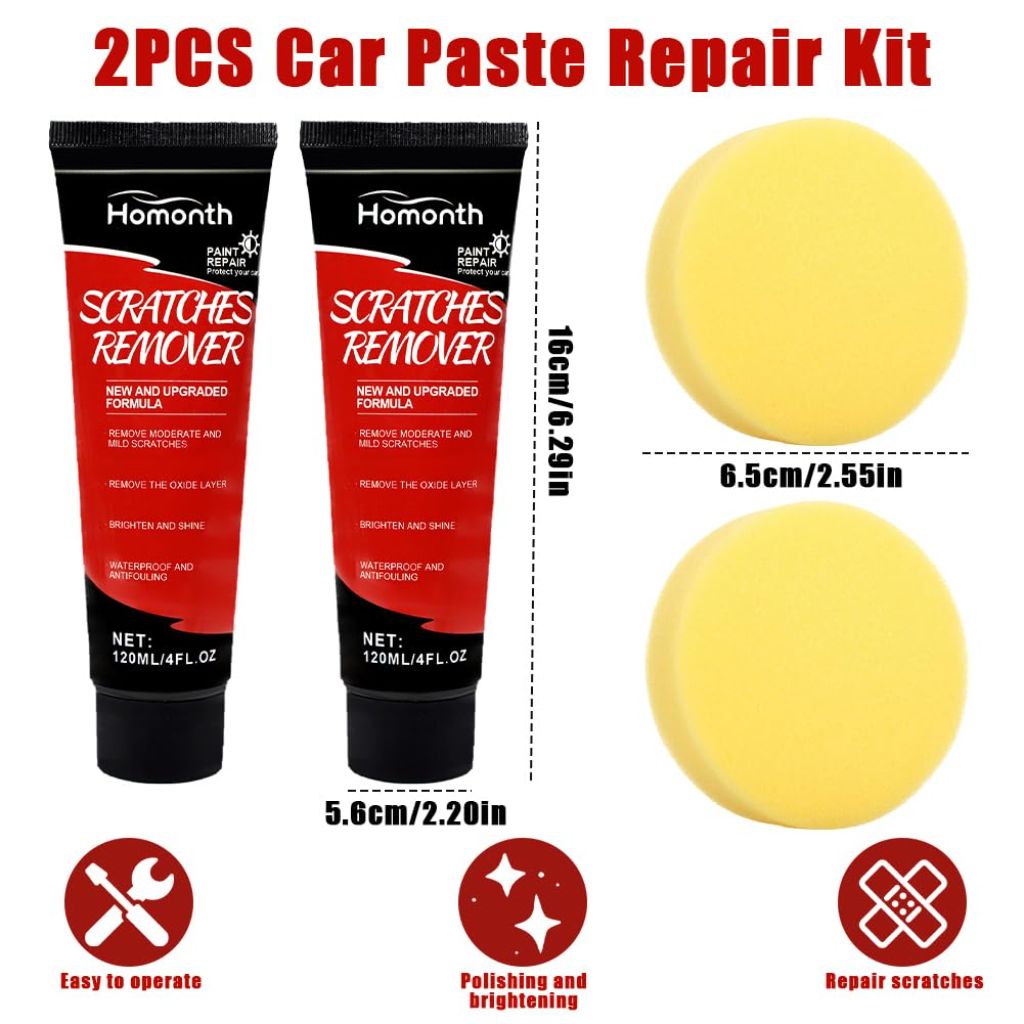 2 PCS Scratch and Swirl Remover with Sponge, Scratch Repair Paste