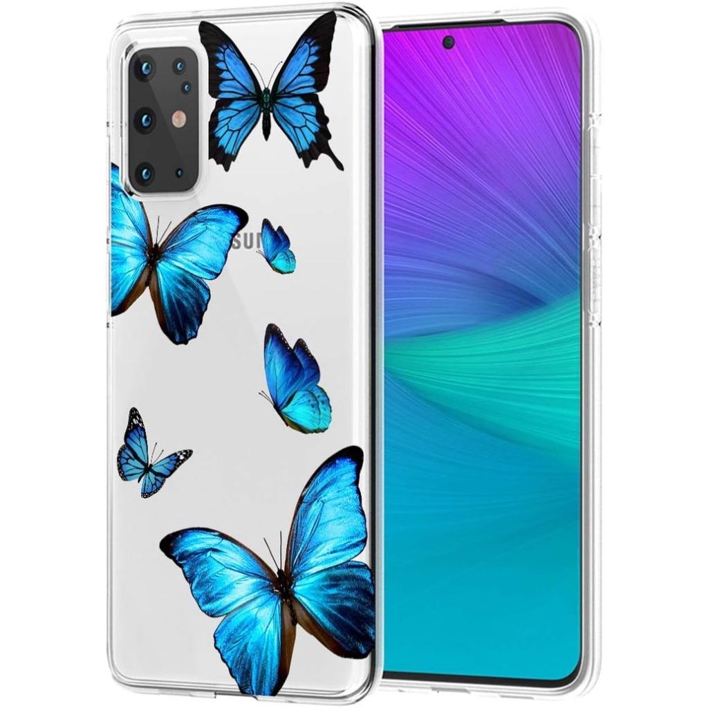 Clear Case Compatible with Galaxy S20 Plus 5G (Not fit S20 FE), (Blue Butterfly)