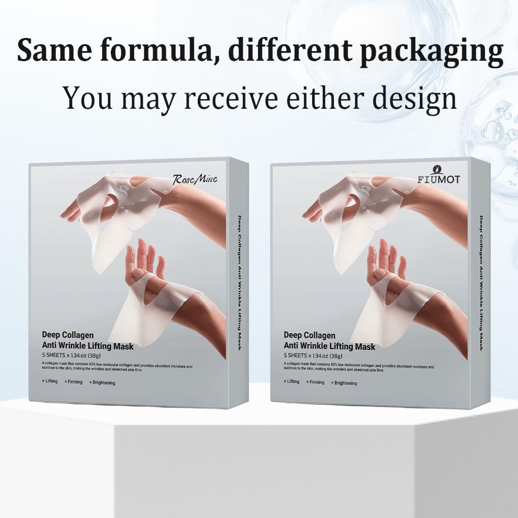 MUQIAN Rosemine Deep Collagen Anti-Wrinkle Lifting Overnight Mask Facial sheet masks, 5 Packs