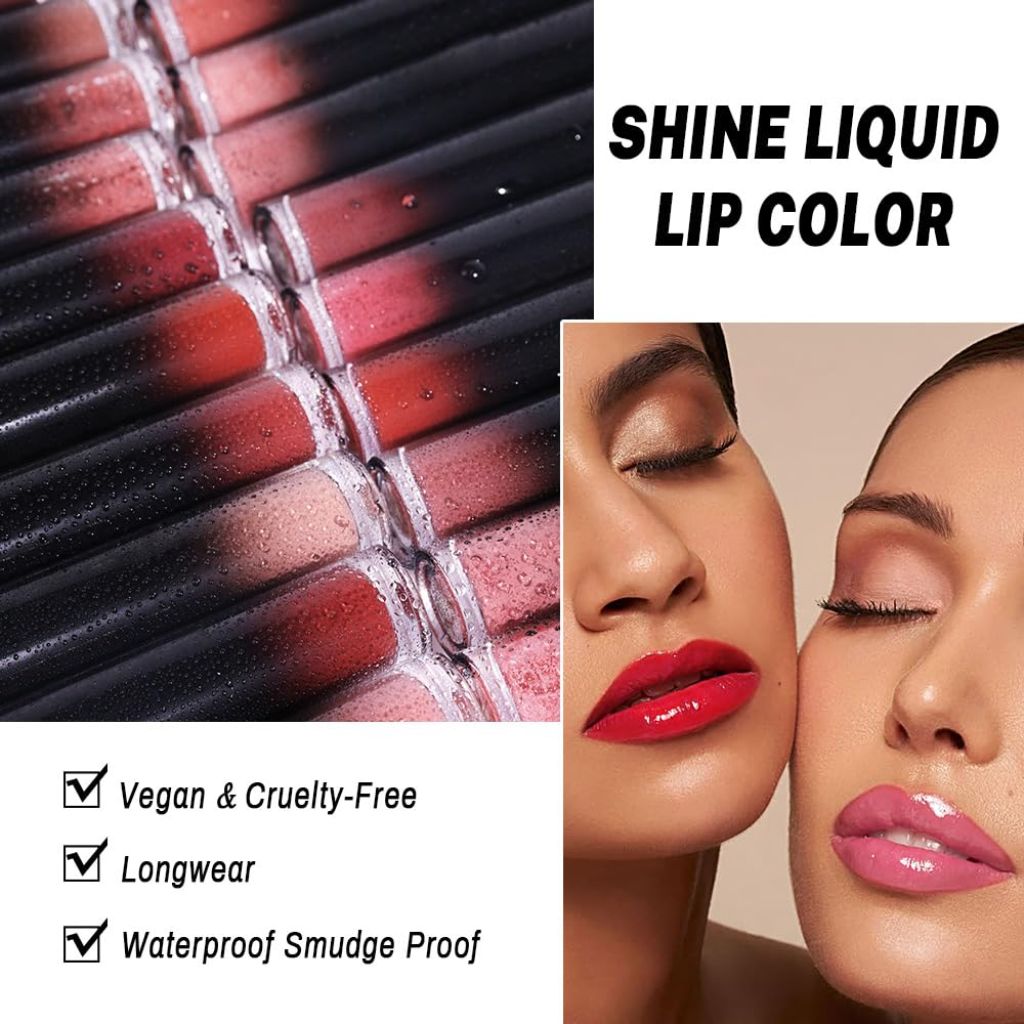 Evpct Baby Pink Shiny Longwear No-Budge Liquid Lip Color Lipstick, 12#