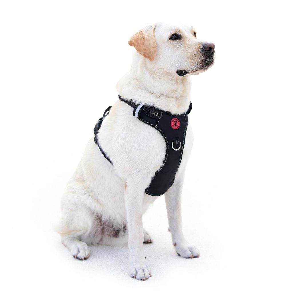 Pudiwind No Pull Dog Harness for Large Dogs, Black, L