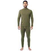 Fruit of the Loom Men's Sueded Jersey Mock Neck Thermal Underwear Base Layer Set, Burnt Olive, 5X-Large