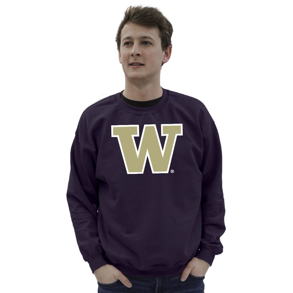 Blue 84 Men's Washington Huskies Crewneck Sweatshirt Team Color Icon, Purple, Medium