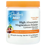 Doctor's Best High Absorption Magnesium Powder Lysinate Glycinate Powder, 400 mg - Fruit Punch, 12.1 oz