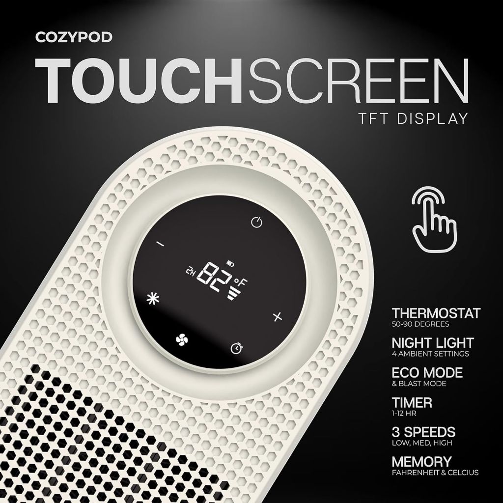 Venty CozyPod 500W Portable Plug-In Heater w/Case, LED Display, & Remote Control - White