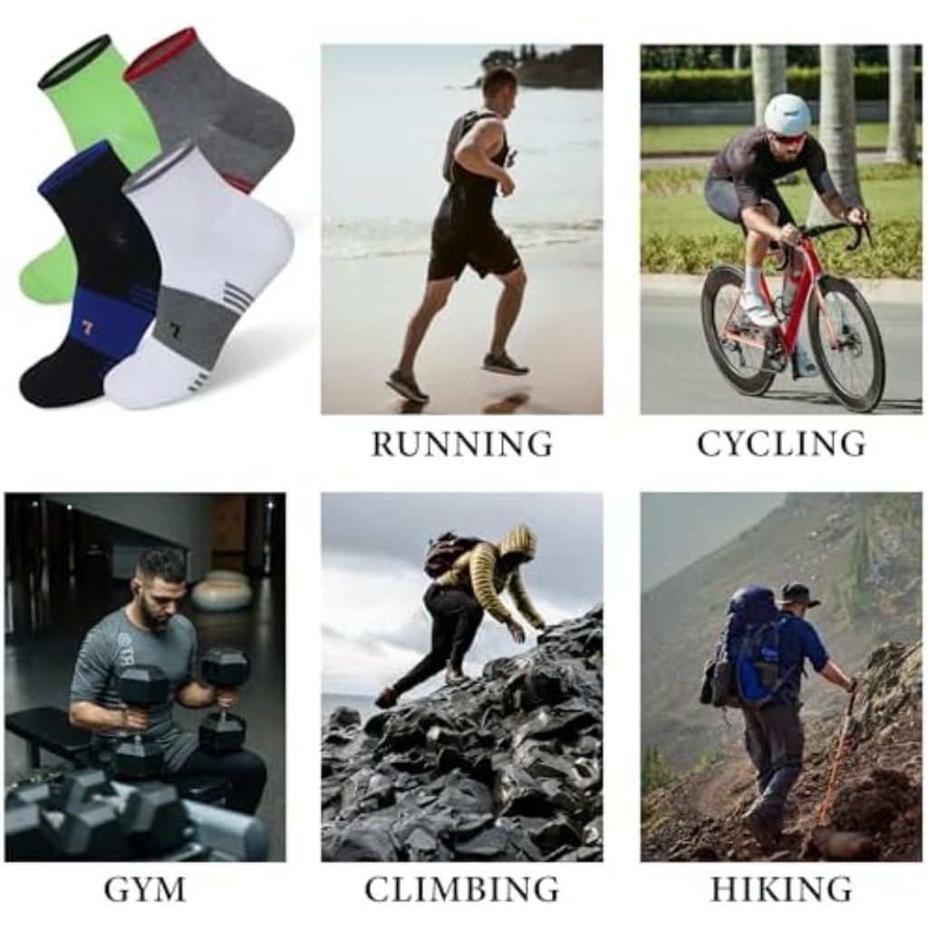 Wildarms Men's Moisture-Wicking Compression Socks with Cushion & Arch Support - Gray/Black (4 Pairs)