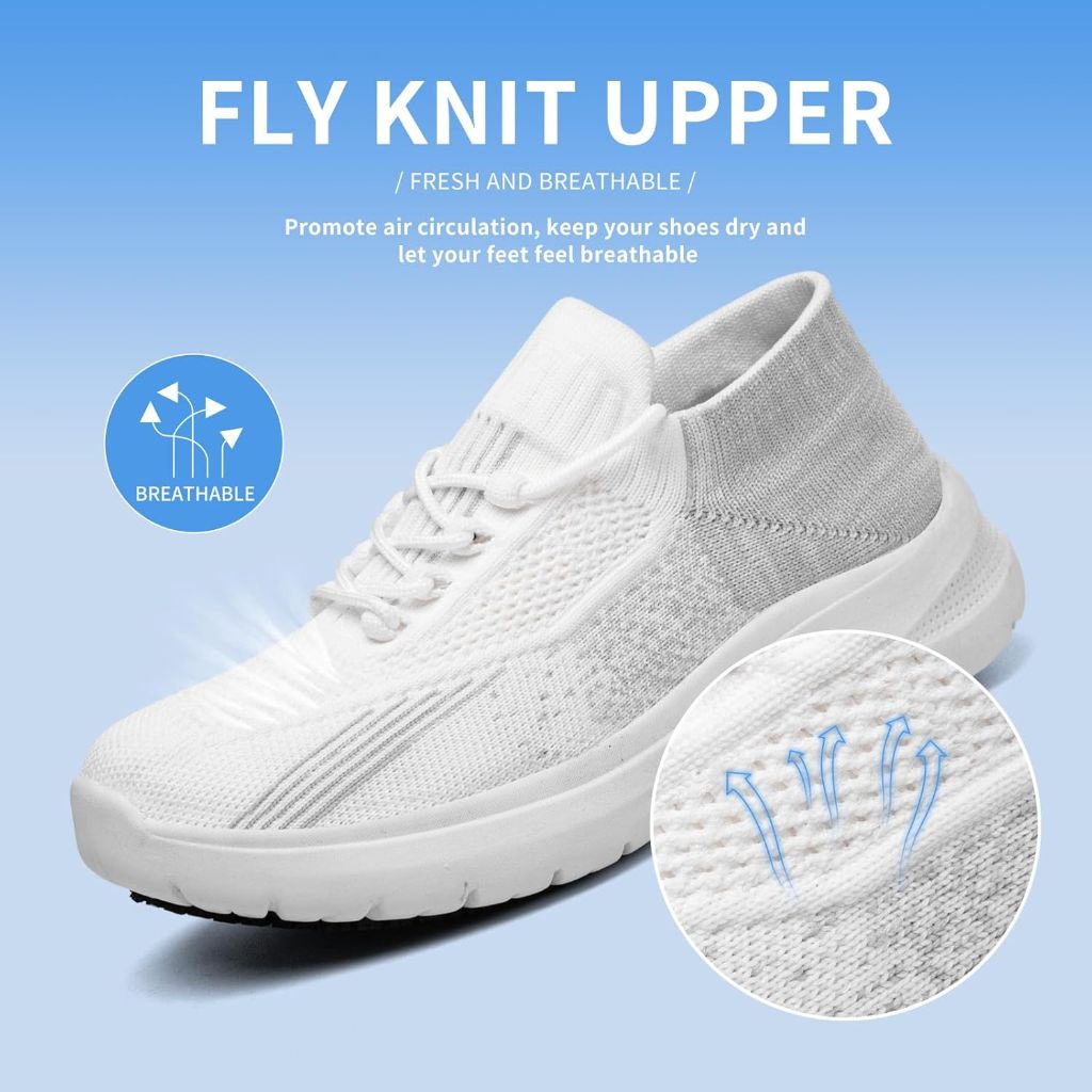 SZ 9.5, Treesky - Non Slip Shoes for Women, Slip Resistant | White
