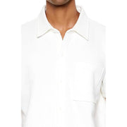 Forever 21 Mens Waffle Textured Pocket Button-Front Shirt, White - Size S