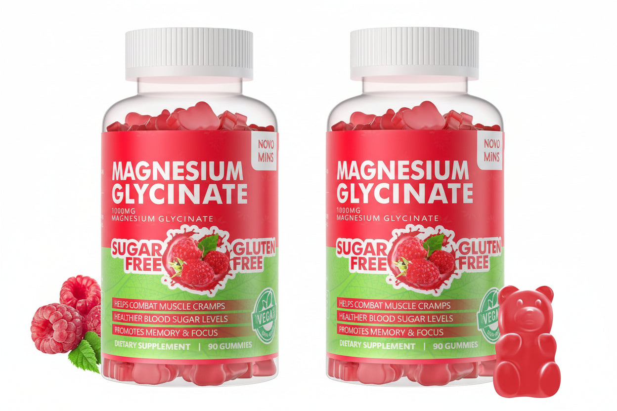Novomins Magnesium Glycinate Gummies 1000mg - Sugar Free Raspberry, 90ct (2 Pack)