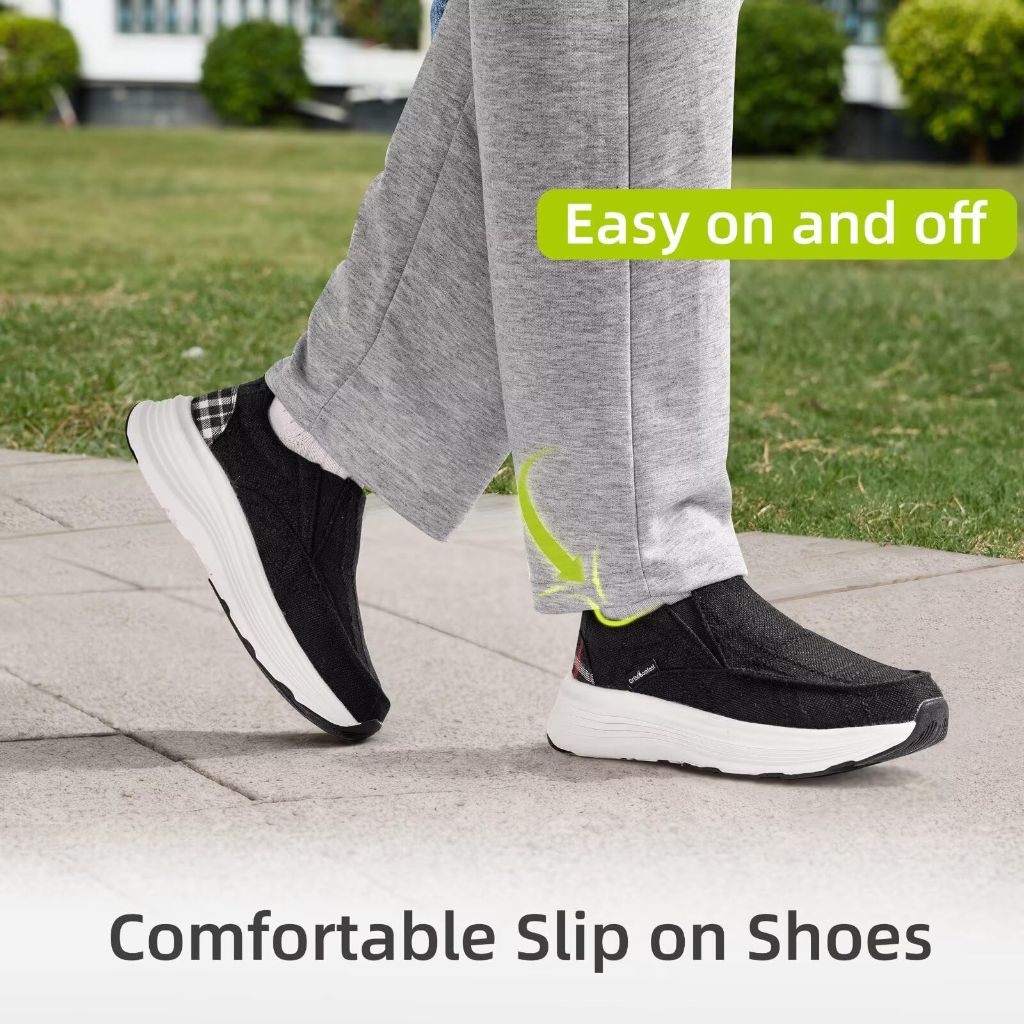 SZ 6, Women's Orthopedic Slip On Shoes - Black