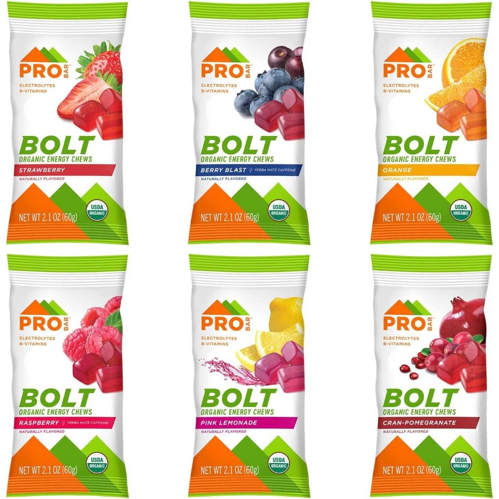 PROBAR BOLT Organic Energy Chews - Variety Pack, 2.1oz Bag (12 Bags)