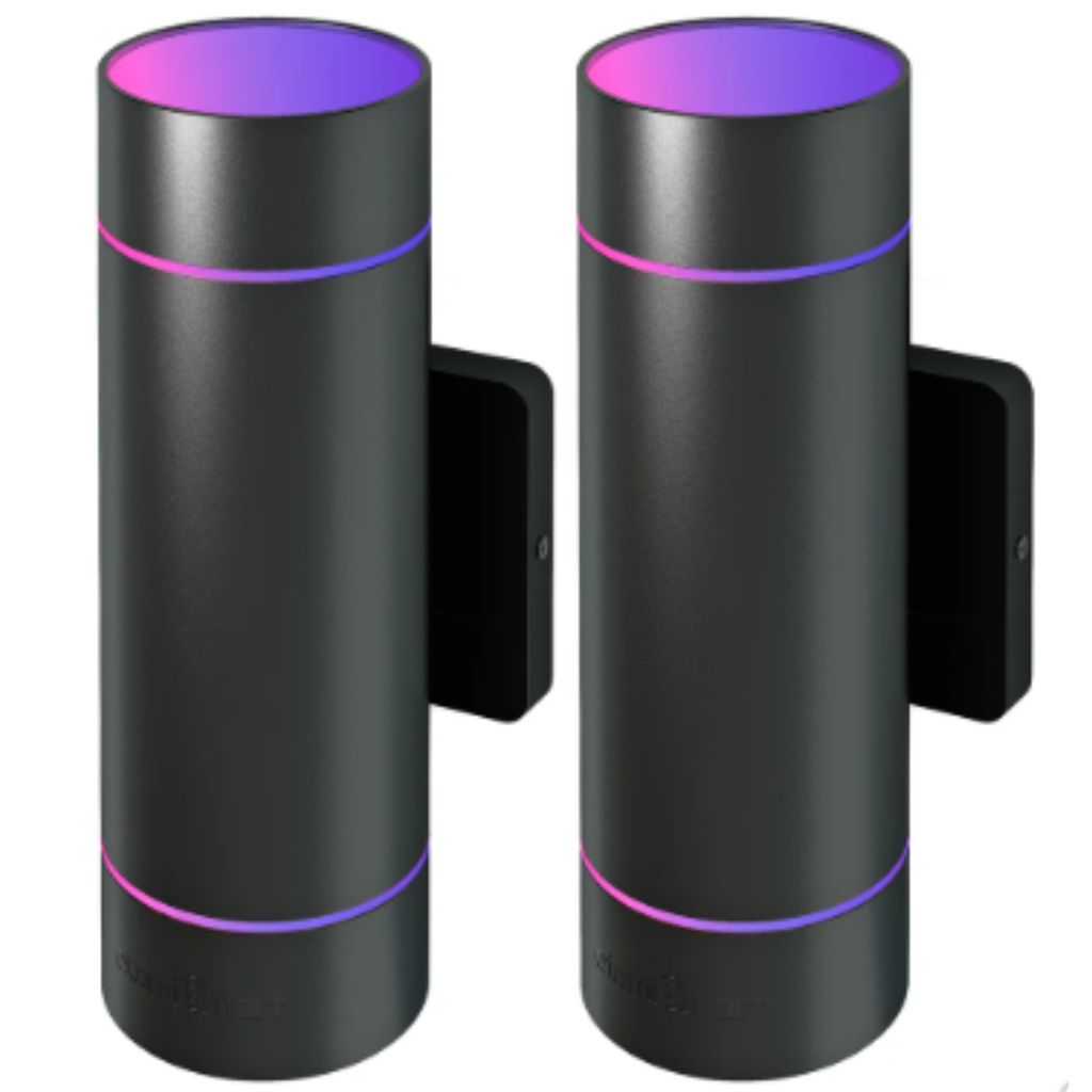 Atomi Smart: Outdoor Smart Wi-Fi LED Wall Sconce Lights - 2 Pack, Black