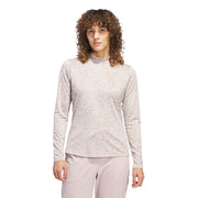 Adidas Women's Ultimate365 Jacquard Mock Neck Long Sleeve Shirt, White, Small