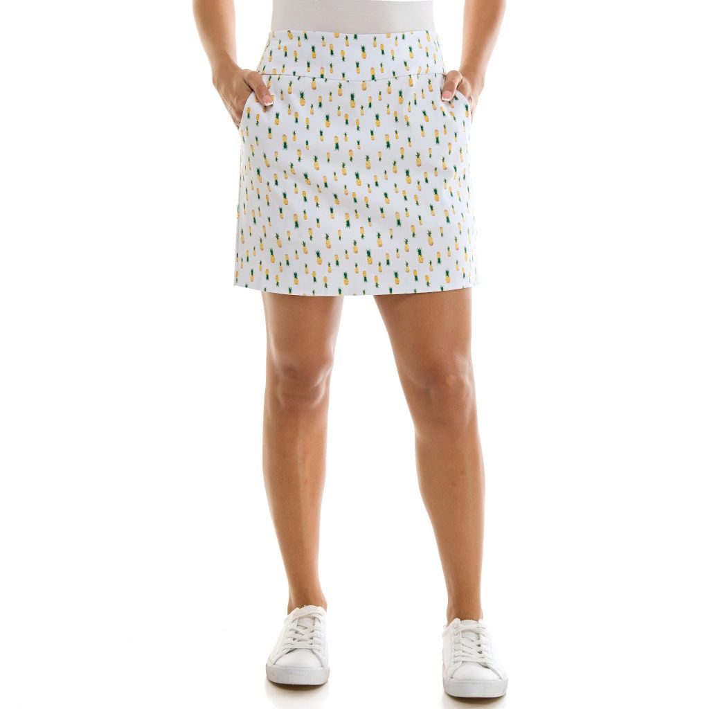 SZ 16W, Zac & Rachel Women's New Millennium Plus Size Pull-On Skort, White/Habanero/Green