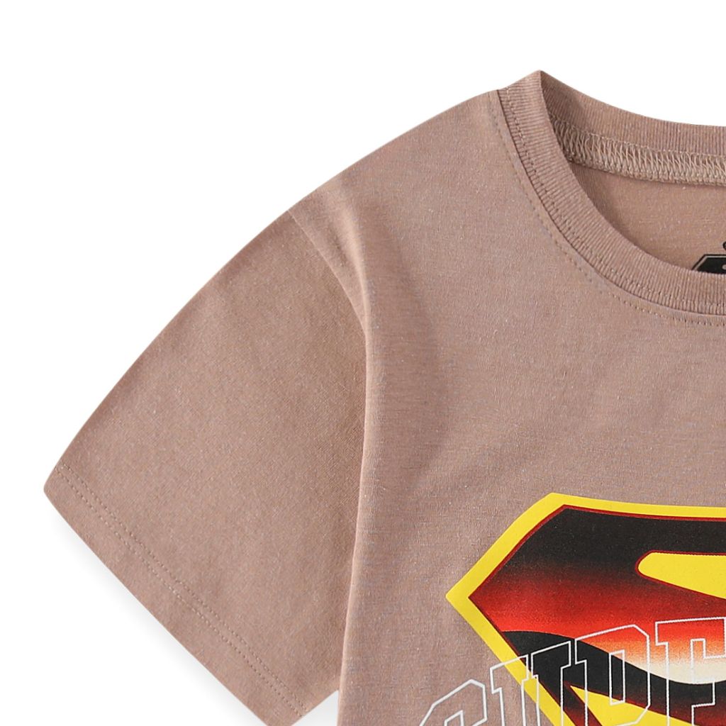 WARNER BROS Superman Boys Short Sleeve T-Shirt for Big Kids Brown