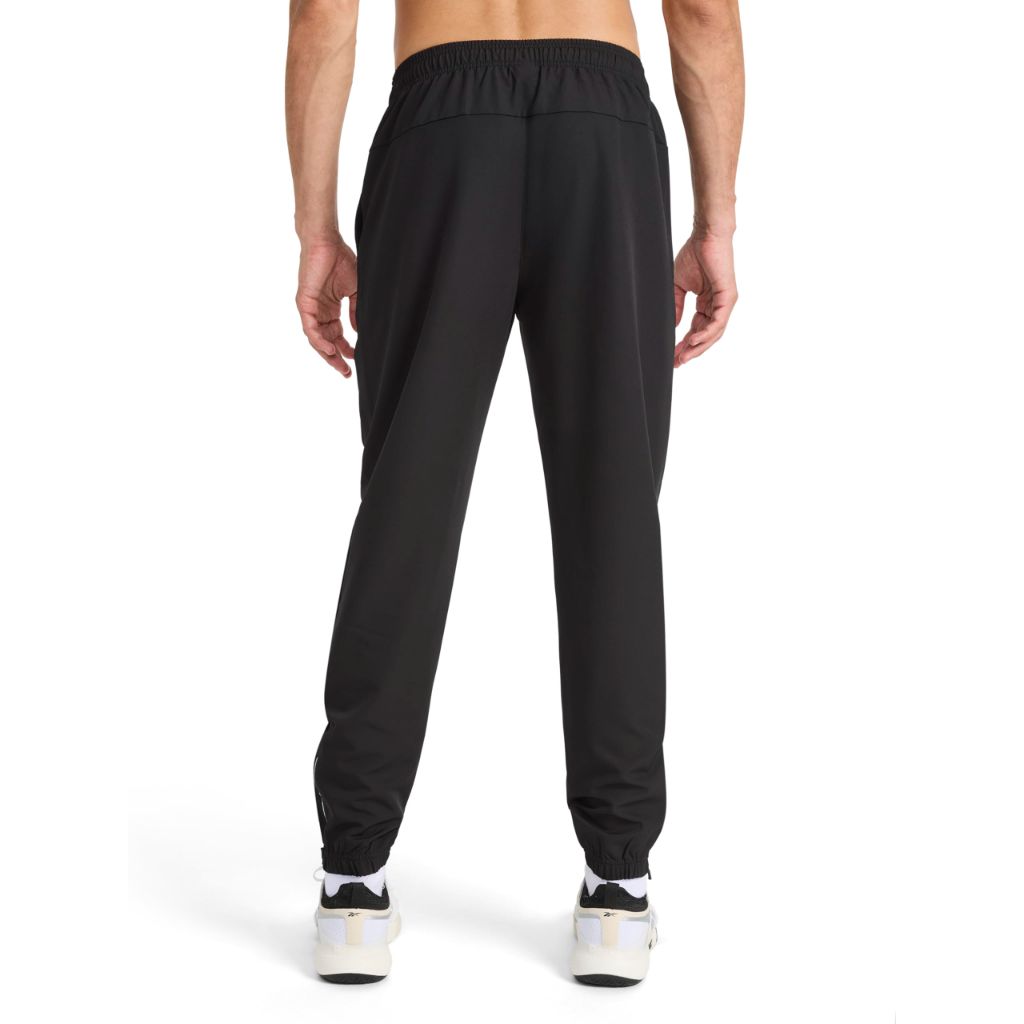 SZ L30",  Reebok Men’s Repeat Woven Pant, Standard Fit, Lightweight Stretch Poly-Blend Fabric | Black