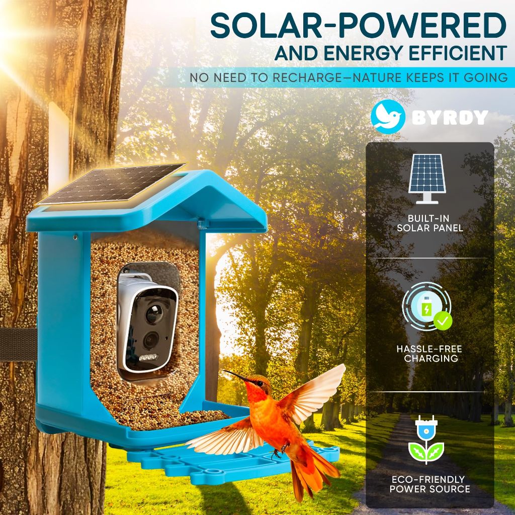 Smart Birdhouse with HD Camera & Solar Panel - Blue