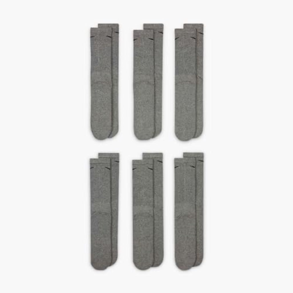 Nike Unisex Adult Everyday Cushioned Training Crew Socks (6 Pairs) - Gray, Large