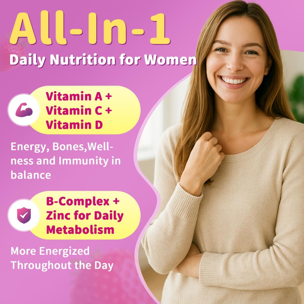 Multivitamin for Women Gummies With Iron, Magnesium, Folate, Biotin, Zinc, (120 Count-2 Pack)
