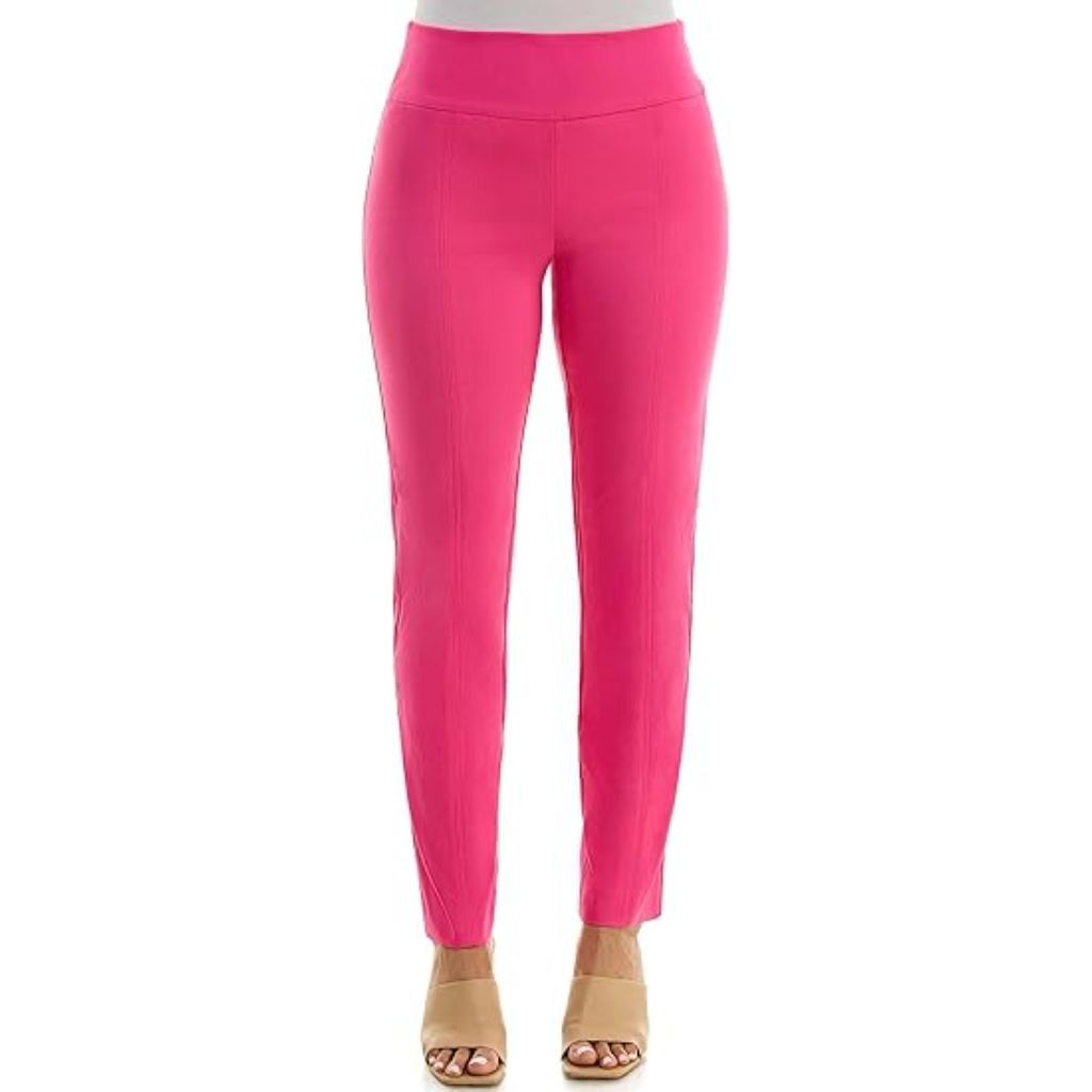 Zac & Rachel Women's Millennium Fabric Slim Leg Pull-On Pant - Bright Rose, Size 10