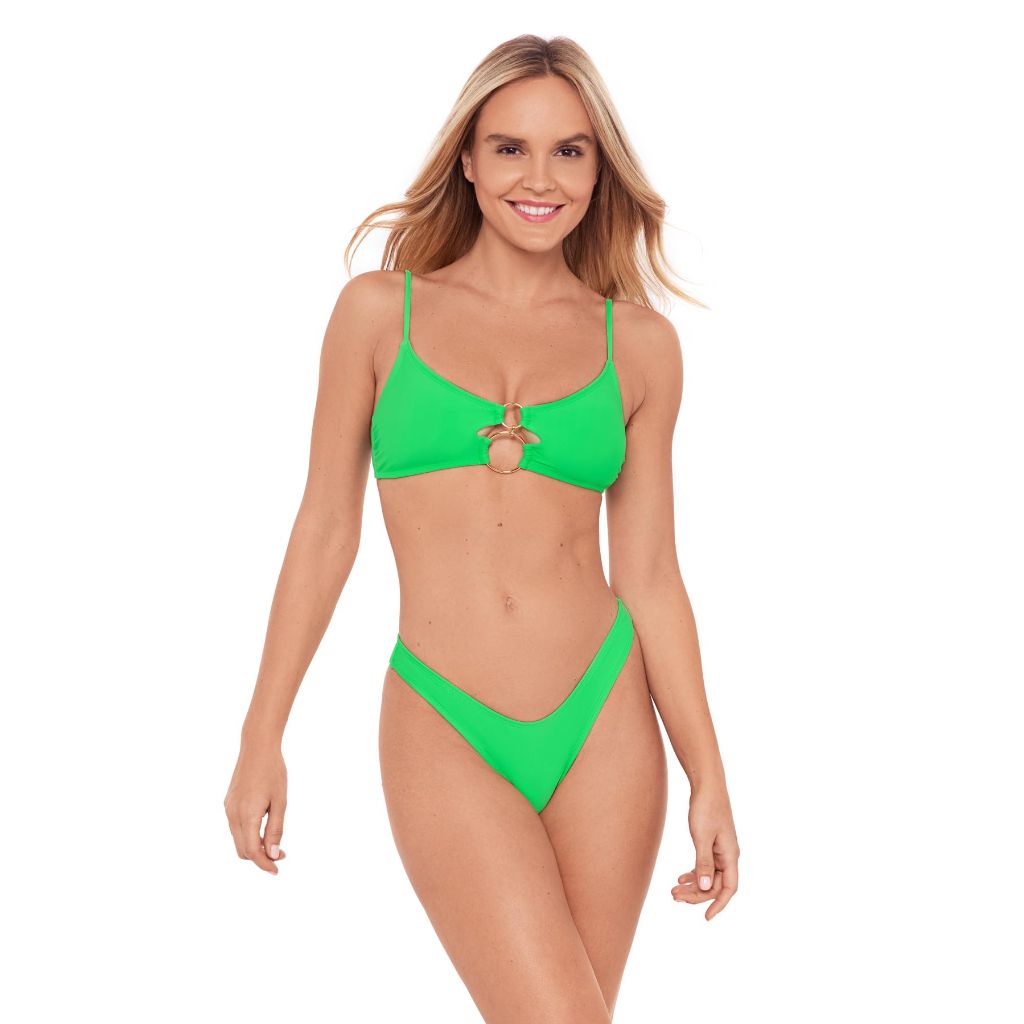 Sports Illustrated Women's Double Ring Bralette Bikini Top, Gecko, Small
