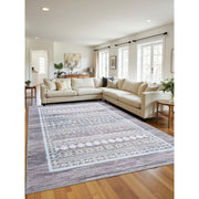 Macgace Washable Moroccan Area Rug, 6x9 Aztec Geometric, Grey & Blue