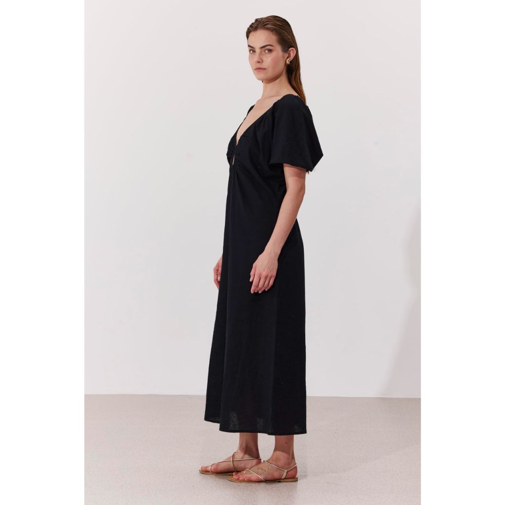 Gottex Women's Standard Terra Puff Sleeve Midi Dress Cover-Up, Black, Large