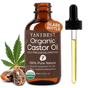 YANIBEST Organic Castor Oil, Cold Pressed Unrefined Glass Bottle
