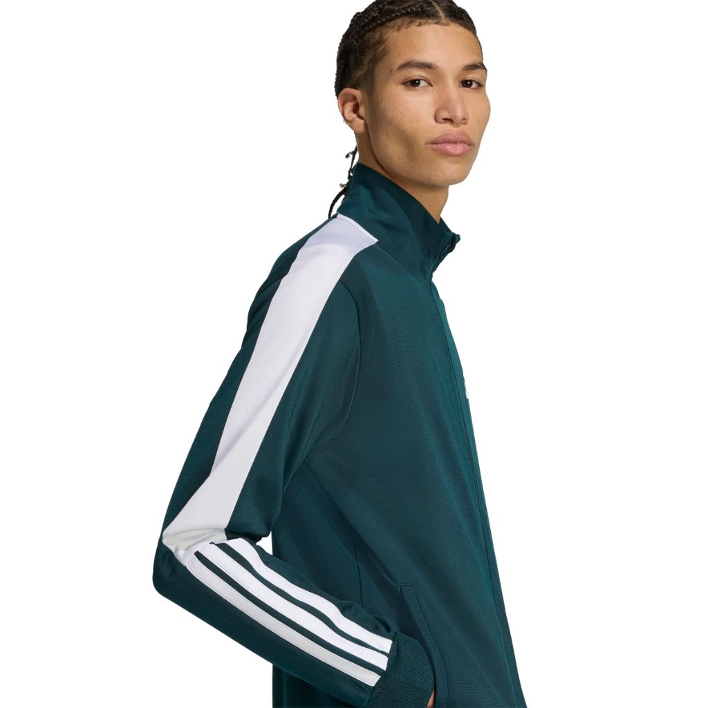 SZ S, Adidas Men's 3-Stripes Tricot Colorblock Track Top, Aurora Ivy/White