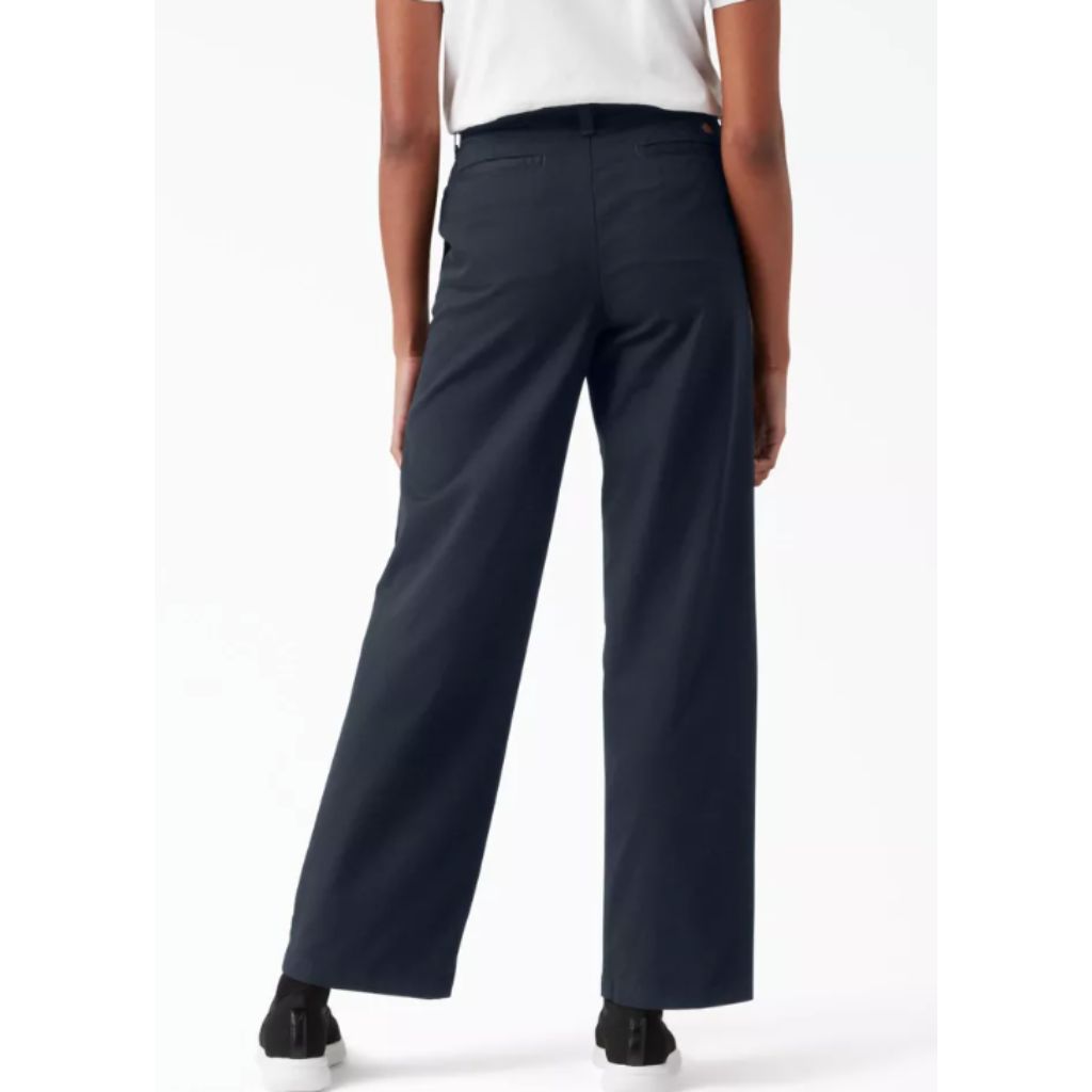 Dickies Women's Relaxed Fit Wide Leg Pants - Rinsed Dark Navy, Size 32R
