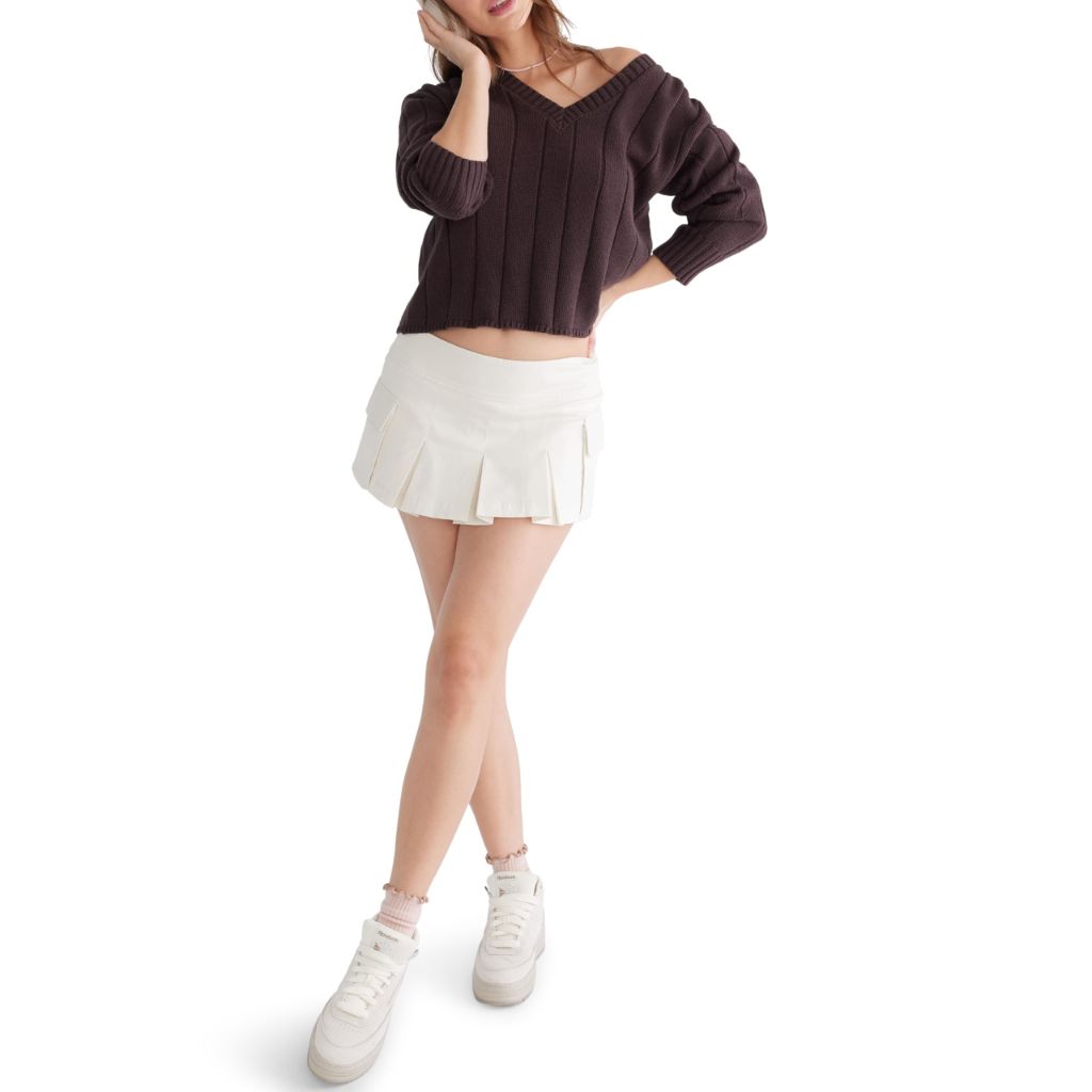 SZ M, Low-Rise Pleated Cargo Mini Skort, TOFU