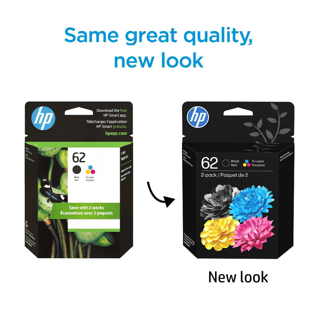 Hp Ink 62 Color HP 62 Black/Tri-Color Ink (2-Pack) | Works with Envy 5540, 5640, 5660 ...