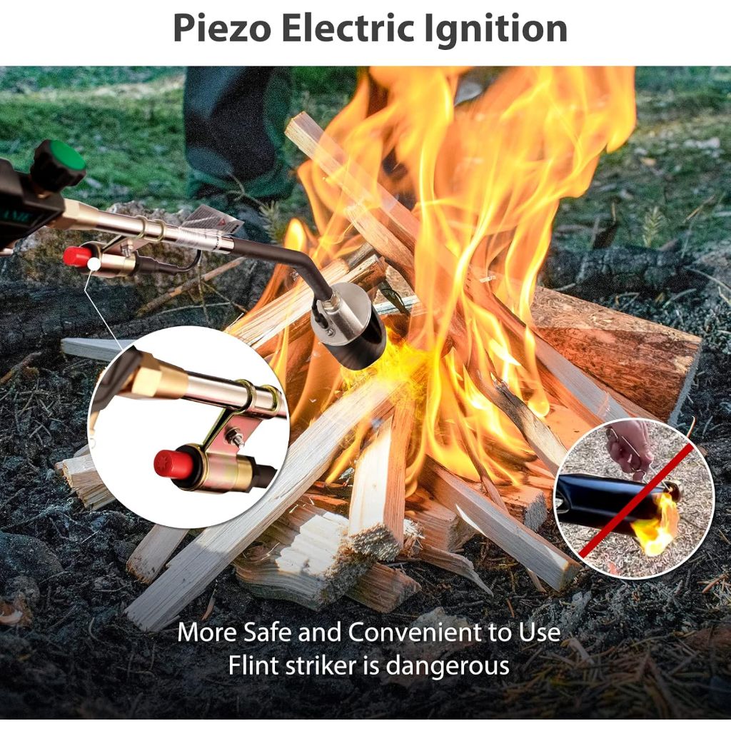 Propane Torch Burner Weed Torch High Output with 10FT Hose,Heavy Duty Blow Torch with Flame Control and Turbo Trigger Push Button Igniter,Flamethrower for Garden Wood Ice Snow Road(black)